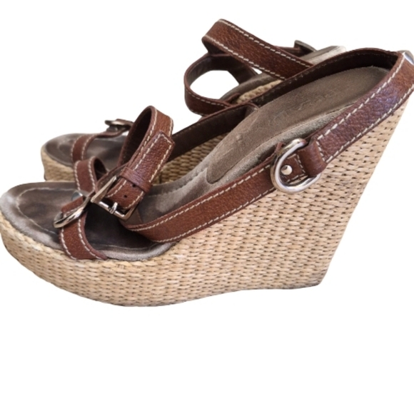 Prada Shoes - Prada Brown Wedge Sandals